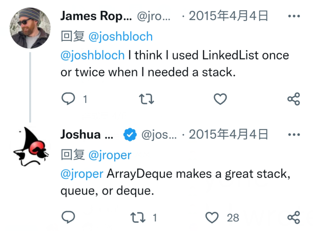 JoshBloch关于栈和队列的使用的言论