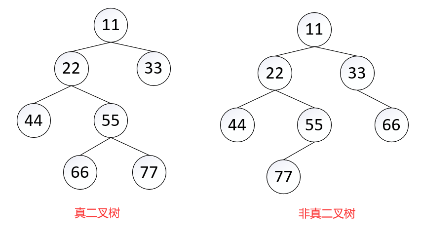 真二叉树与非真二叉树结构图