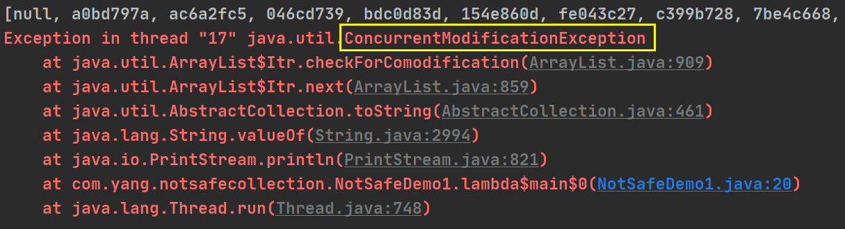 不安全的List集合出现ConcurrentModificationException