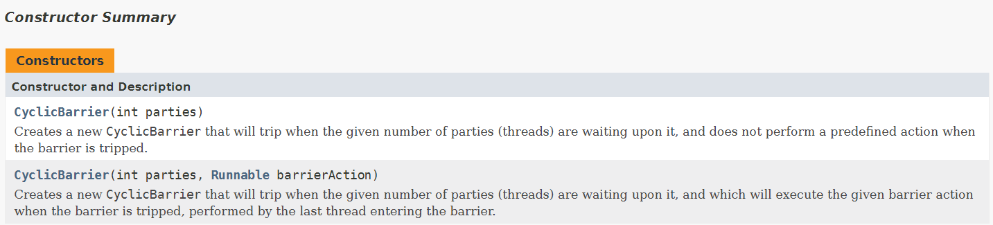 CyclicBarrier的构造方法